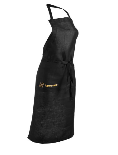 Cooking apron made of hemp fabric - black